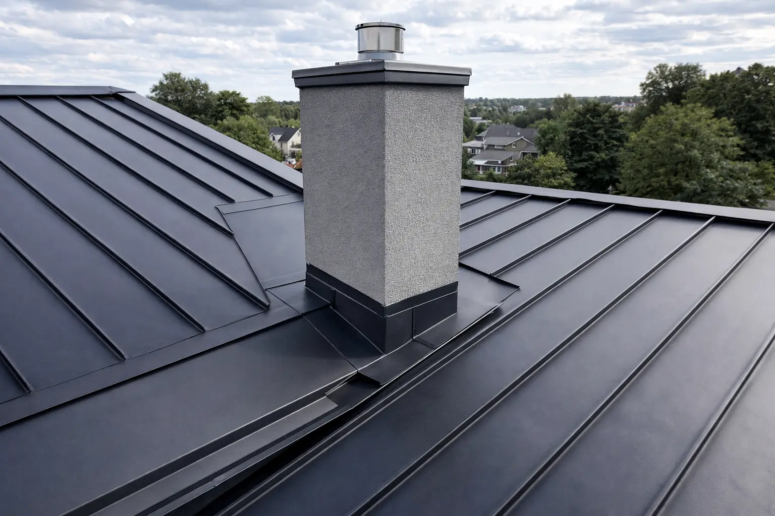 Obróbka komina - blacha na rąbek stojący Bydgoszcz